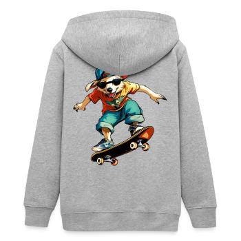 Australian Shepherd Skateboard - Hund - Teenager Organic Kapuzenjacke Mini Cultivator von Stanley/Stella - Grau meliert - Hinten - AI Model Teenager Male light (155cm)