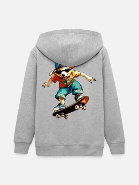 Australian Shepherd Skateboard - Hund - Teenager Organic Kapuzenjacke Mini Cultivator von Stanley/Stella - Grau meliert
