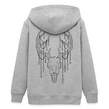 Hirschgeweih mit Kristallen - Teenager Organic Kapuzenjacke Mini Cultivator von Stanley/Stella - Grau meliert - Hinten - AI Model Teenager Male light (155cm)