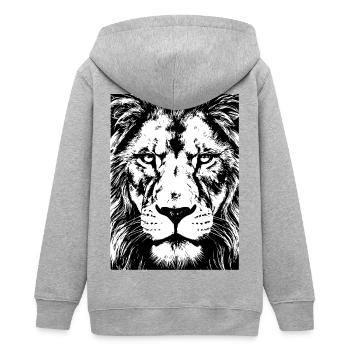 Löwenblick Intensive Kraft - Teenager Organic Kapuzenjacke Mini Cultivator von Stanley/Stella - Grau meliert - Hinten - AI Model Teenager Male light (155cm)