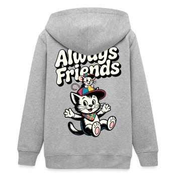 Illustration de chats et souris de Always Friends - Veste à capuche ado bio Stanley/Stella - gris chiné - Dos - AI Model Teenager Male light (155cm)