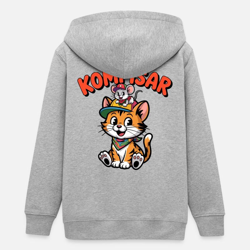 Amici e Amici per Sempre – Gatto e Topo Carini - Felpa con cappuccio con zip ragazzo bio di Stanley/Stella - grigio melange
