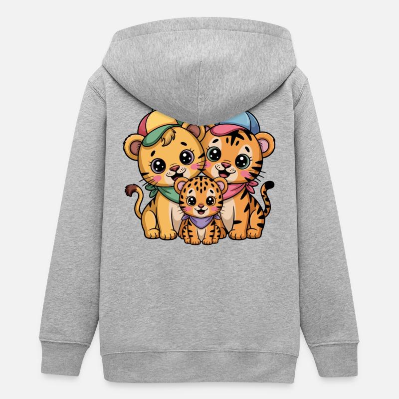 Amis Lion Tigre Léopard mignons - Veste à capuche ado bio Stanley/Stella - gris chiné