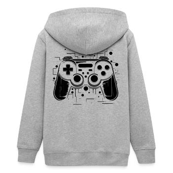 Spiel Controller - Teenager Organic Kapuzenjacke Mini Cultivator von Stanley/Stella - Grau meliert - Hinten - AI Model Teenager Male light (155cm)