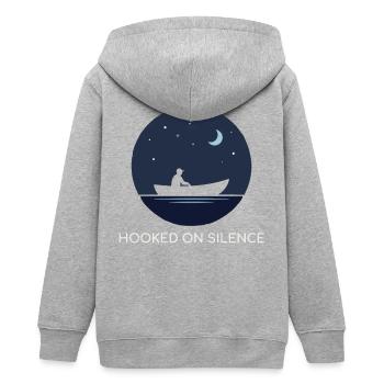 Hooked On Silence Nachtmotiv - Teenager Organic Kapuzenjacke Mini Cultivator von Stanley/Stella - Grau meliert - Hinten - AI Model Teenager Male light (155cm)