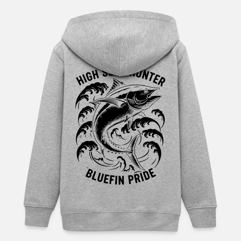Pêche Mer Thon Bluefin Hunter - Veste à capuche ado bio Stanley/Stella - gris chiné