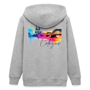 Köln Skyline Kölner Dom Deutschland Stadt Bunt - Teenager Organic Kapuzenjacke Mini Cultivator von Stanley/Stella - Grau meliert - Hinten - AI Model Teenager Male light (155cm)