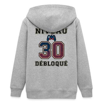 Niveau 30 Débloqué – Contrôleur Jeu - Veste à capuche ado bio Stanley/Stella - gris chiné - Dos - AI Model Teenager Male light (155cm)