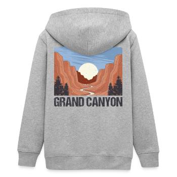 Grand Canyon National Park Hiking - Teens Organic Zip-up Hoodie by Stanley/Stella - heather grey - Back - AI Model Teenager Male light (155cm)