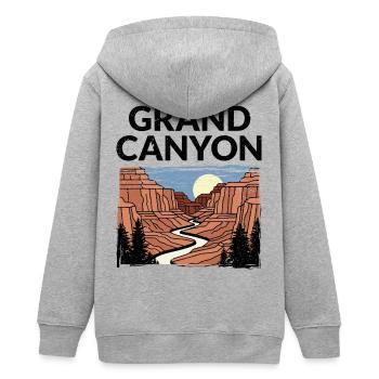 Wanderung im Grand Canyon Nationalpark - Teenager Organic Kapuzenjacke Mini Cultivator von Stanley/Stella - Grau meliert - Hinten - AI Model Teenager Male light (155cm)
