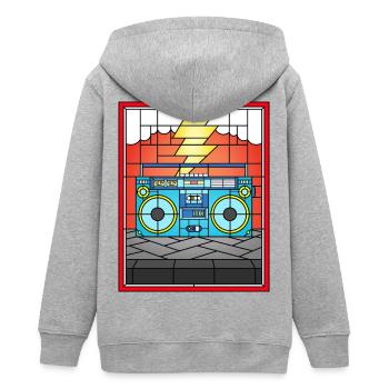 Stained Glass Boombox Illustration - Teens Organic Zip-up Hoodie by Stanley/Stella - heather grey - Back - AI Model Teenager Male light (155cm)
