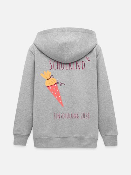 Schulkind Einschulung 2026 personalisierbar - Teenager Organic Kapuzenjacke Mini Cultivator von Stanley/Stella - Grau meliert