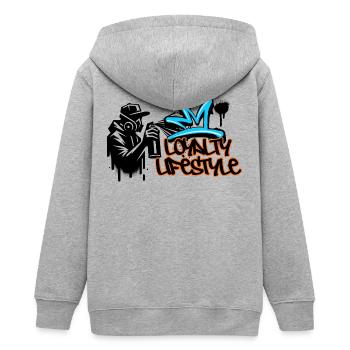 Loyalty Lifestyle - Urban Graffiti Streetwear - Teenager Organic Kapuzenjacke Mini Cultivator von Stanley/Stella - Grau meliert - Hinten - AI Model Teenager Male light (155cm)