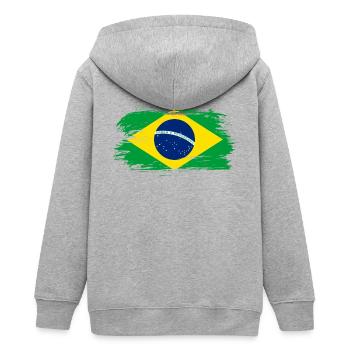 Brasilien Flagge / Geschenk Südamerika Brazil - Teenager Organic Kapuzenjacke Mini Cultivator von Stanley/Stella - Grau meliert - Hinten - AI Model Teenager Male light (155cm)