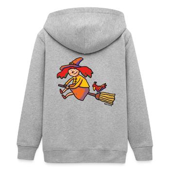 The little witch - Teens Organic Zip-up Hoodie by Stanley/Stella - heather grey - Back - AI Model Teenager Male light (155cm)