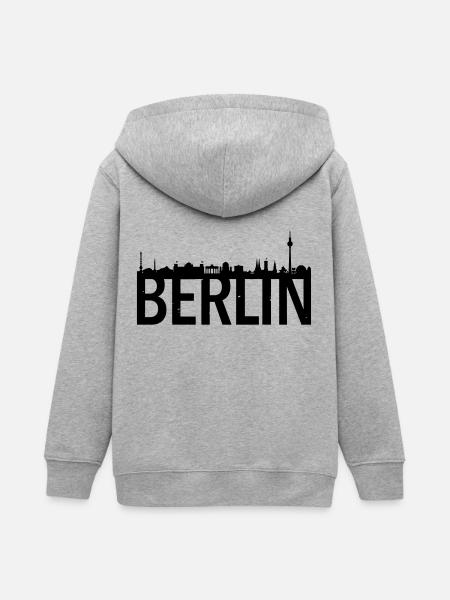 Berlin Skyline - Teenager Organic Kapuzenjacke Mini Cultivator von Stanley/Stella - Grau meliert