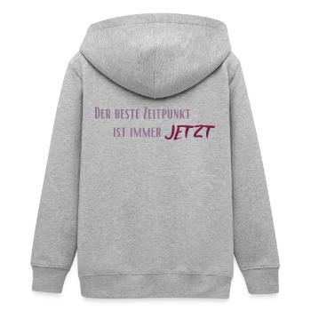 Der beste Zeitpunkt ist immer Jetzt - Teenager Organic Kapuzenjacke Mini Cultivator von Stanley/Stella - Grau meliert - Hinten - AI Model Teenager Male light (155cm)