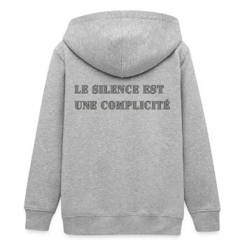 LE SILENCE EST UNE COMPLICITÉ - Veste à capuche ado bio Stanley/Stella - gris chiné - Dos - AI Model Teenager Male light (155cm)