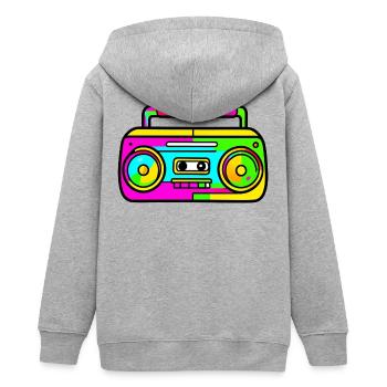 Neon Boombox Retro Pop Art - Teenager Organic Kapuzenjacke Mini Cultivator von Stanley/Stella - Grau meliert - Hinten - AI Model Teenager Male light (155cm)
