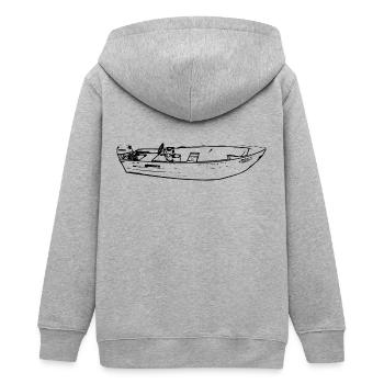Boot - Teenager Organic Kapuzenjacke Mini Cultivator von Stanley/Stella - Grau meliert - Hinten - AI Model Teenager Male light (155cm)