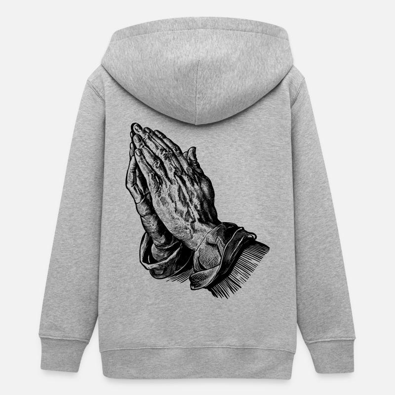 « Mains prieuses » avec 6 doigts IA-Slop - Veste à capuche ado bio Stanley/Stella - gris chiné