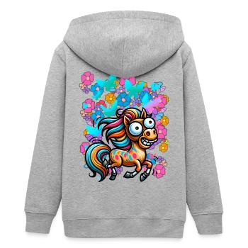 Cheval Chevaux Printemps Fleurs Insectes Enfants - Veste à capuche ado bio Stanley/Stella - gris chiné - Dos - AI Model Teenager Male light (155cm)