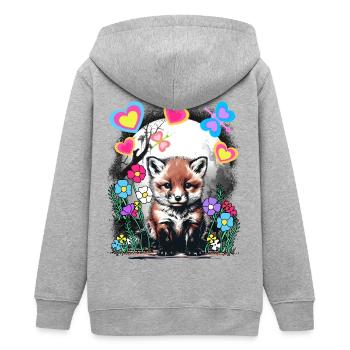 Printemps Rétro Renards Renards Début de printemps - Veste à capuche ado bio Stanley/Stella - gris chiné - Dos - AI Model Teenager Male light (155cm)