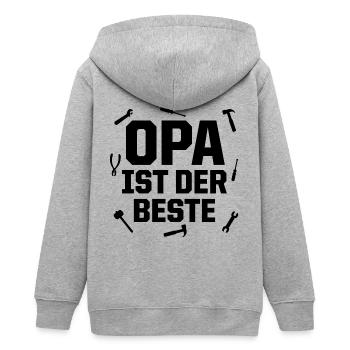 OPA ist der Beste - Teenager Organic Kapuzenjacke Mini Cultivator von Stanley/Stella - Grau meliert - Hinten - AI Model Teenager Male light (155cm)
