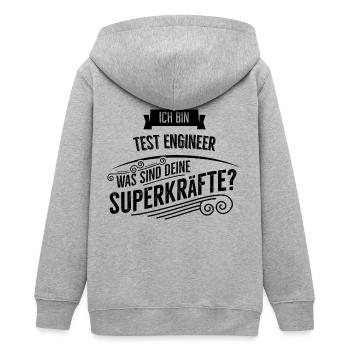 Test Engineer - Teenager Organic Kapuzenjacke Mini Cultivator von Stanley/Stella - Grau meliert - Hinten - AI Model Teenager Male light (155cm)