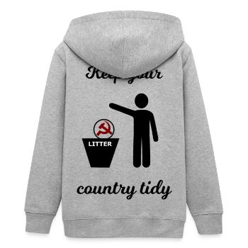 Sozialismus und Kapitalismus lustig - Teenager Organic Kapuzenjacke Mini Cultivator von Stanley/Stella - Grau meliert - Hinten - AI Model Teenager Male light (155cm)