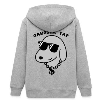 Gangsta Yap - Teenager Organic Kapuzenjacke Mini Cultivator von Stanley/Stella - Grau meliert - Hinten - AI Model Teenager Male light (155cm)