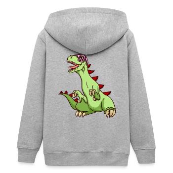 Enfants de dinosaure Funky drôle Dino T-Rex NOUVEAU - Veste à capuche ado bio Stanley/Stella - gris chiné - Dos - AI Model Teenager Male light (155cm)