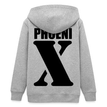 Phoenix – First Name Design | Minimal Typography - Teenager Organic Kapuzenjacke Mini Cultivator von Stanley/Stella - Grau meliert - Hinten - AI Model Teenager Male light (155cm)