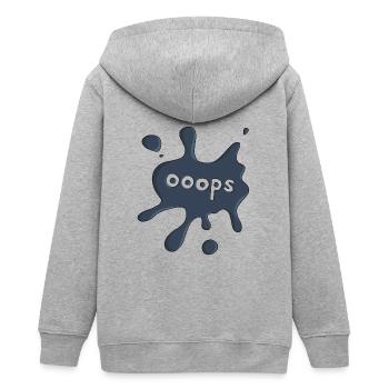 Fleck ooops dunkelblau - Teenager Organic Kapuzenjacke Mini Cultivator von Stanley/Stella - Grau meliert - Hinten - AI Model Teenager Male light (155cm)