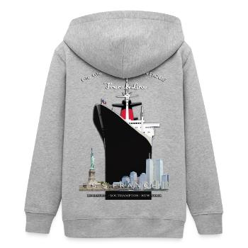 POSTER LINER FRANCE NEW YORK Louis RUNEMBERG © - Teens Organic Zip-up Hoodie by Stanley/Stella - heather grey - Back - AI Model Teenager Male light (155cm)