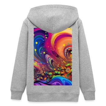 Abstrakte Kunst - Teenager Organic Kapuzenjacke Mini Cultivator von Stanley/Stella - Grau meliert - Hinten - AI Model Teenager Male light (155cm)