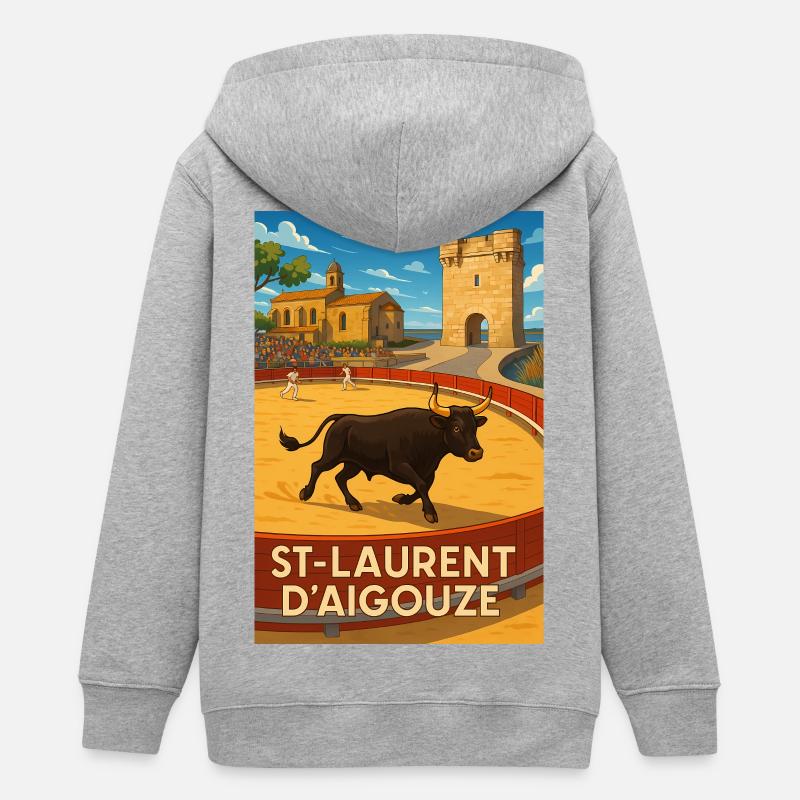 Course de Taureau à Saint-Laurent d'Aigouze - Veste à capuche ado bio Stanley/Stella - gris chiné