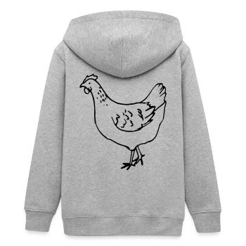 Huhn - Henne - Teenager Organic Kapuzenjacke Mini Cultivator von Stanley/Stella - Grau meliert - Hinten - AI Model Teenager Male light (155cm)