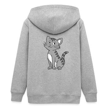Grå kat - Stanley/Stella junior zip-hættetrøje økologisk - grå meleret - Bagpå - AI Model Teenager Male light (155cm)