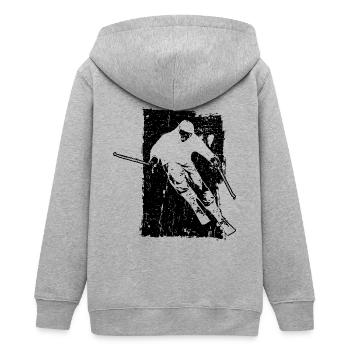 ski skifahrer grunge abfahrt - Teenager Organic Kapuzenjacke Mini Cultivator von Stanley/Stella - Grau meliert - Hinten - AI Model Teenager Male light (155cm)