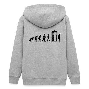 Evolution Tardis - Teenager Organic Kapuzenjacke Mini Cultivator von Stanley/Stella - Grau meliert - Hinten - AI Model Teenager Male light (155cm)