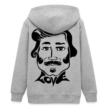 60s Love Sixties Männergesicht Mann 70s retro male - Teenager Organic Kapuzenjacke Mini Cultivator von Stanley/Stella - Grau meliert - Hinten - AI Model Teenager Male light (155cm)