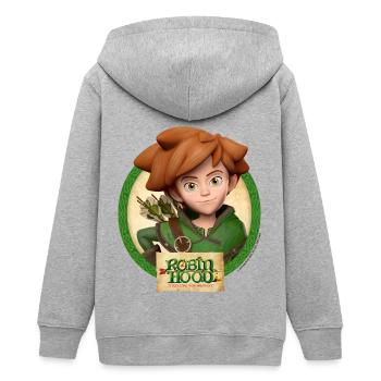Robin Hood Sly From Sherwood Smiling - Teens Organic Zip-up Hoodie by Stanley/Stella - heather grey - Back - AI Model Teenager Male light (155cm)