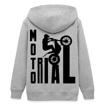 Moto Trial News - Trial Bike Rider - Teens Organic Zip-up Hoodie by Stanley/Stella - heather grey - Back - AI Model Teenager Male light (155cm)