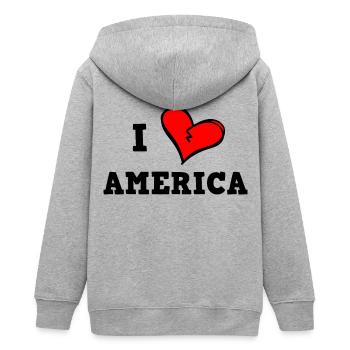 I love America - Teens Organic Zip-up Hoodie by Stanley/Stella - heather grey - Back - AI Model Teenager Male light (155cm)