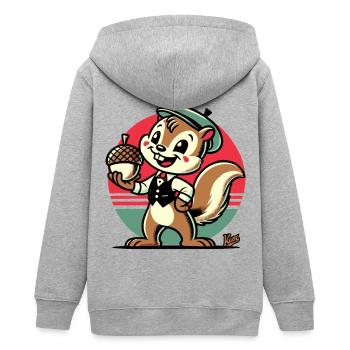 Squirrel with hazelnut - Teens Organic Zip-up Hoodie by Stanley/Stella - heather grey - Back - AI Model Teenager Male light (155cm)