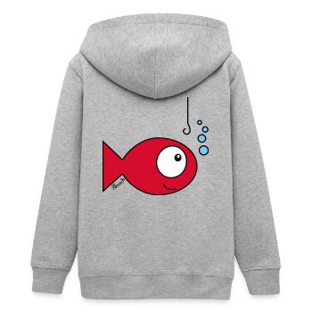 Poisson rouge - Veste à capuche ado bio Stanley/Stella - gris chiné - Dos - AI Model Teenager Male light (155cm)