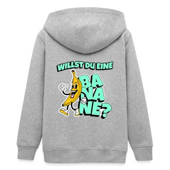 Willst du eine Banane? - Teenager Organic Kapuzenjacke Mini Cultivator von Stanley/Stella - Grau meliert - Hinten - AI Model Teenager Male light (155cm)