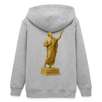 Himmlische Hoffnungskunst Statue - Teenager Organic Kapuzenjacke Mini Cultivator von Stanley/Stella - Grau meliert - Hinten - AI Model Teenager Male light (155cm)