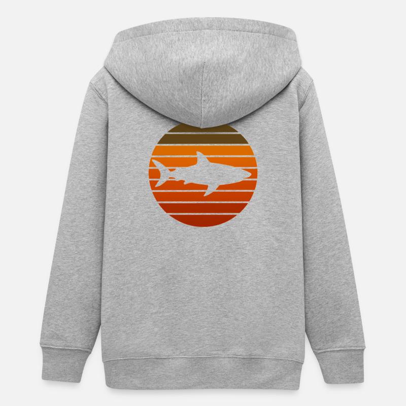 Silhouette du requin couchant de soleil - Veste à capuche ado bio Stanley/Stella - gris chiné